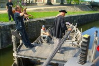 Conduite à la plume avec le couperet Elina sur la bassin de Lalinde pour les Journées de la rivière Dordogne samedi 17 et dimanche 18 septembre